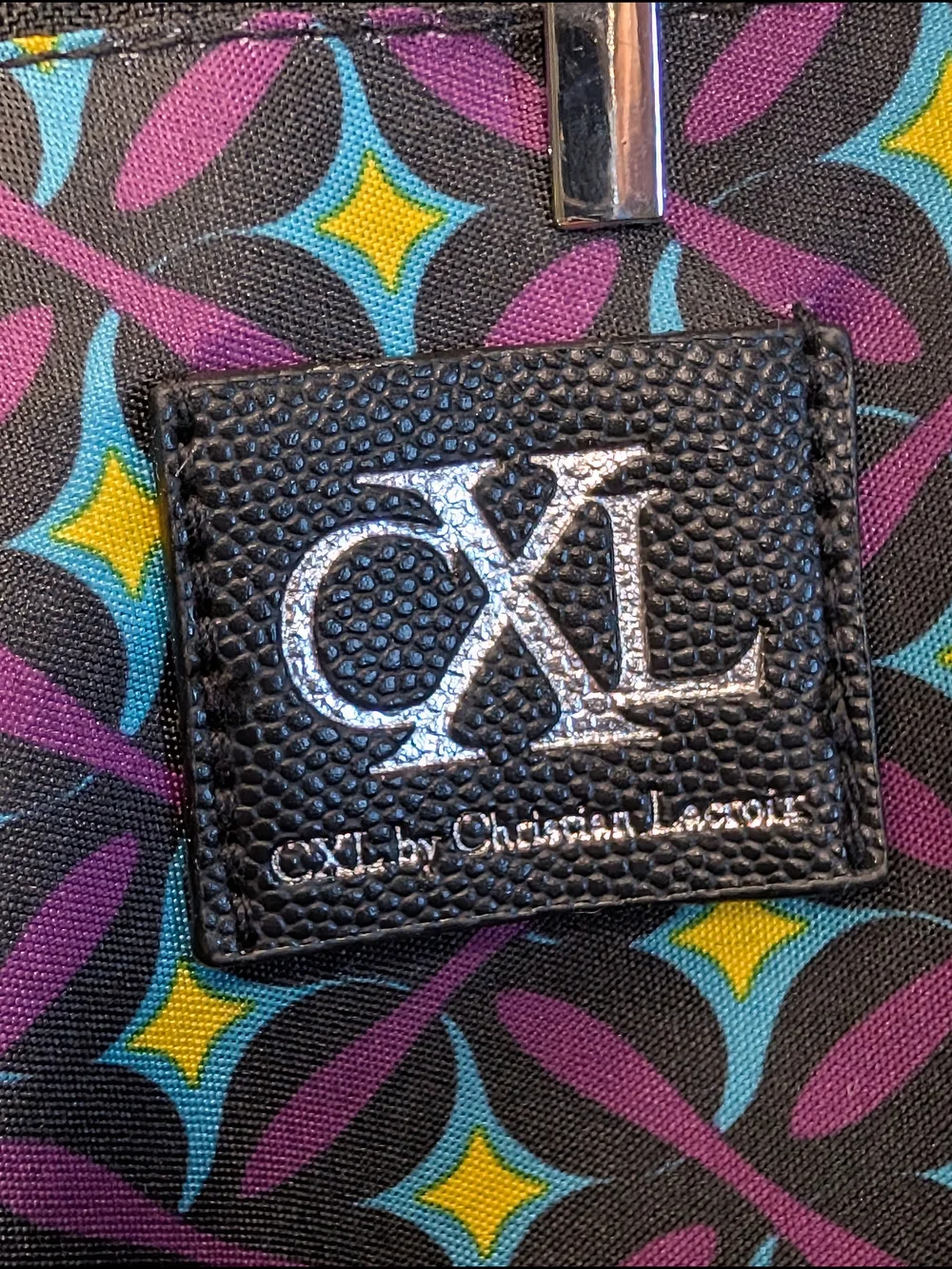 CXL by Christian Lacroix Black Pebbled Backpack Zip Top Silver Hardware